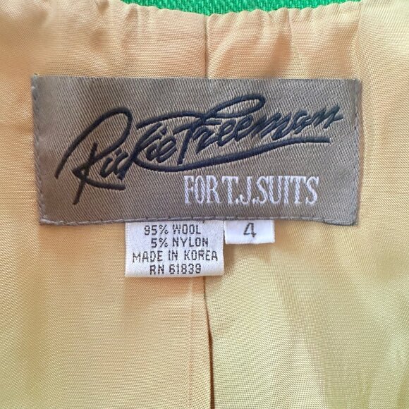 Vintage Kelly Green Mid Length Wool Blend Pea Coat by Rickie Freeman Size 4 - Picture 3 of 12